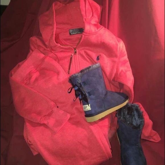 red polo sweat suit